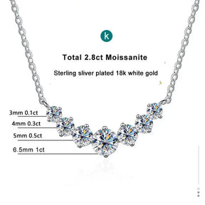 Moissanite Necklace with graduated stones in 18k white gold and NGSTC certification