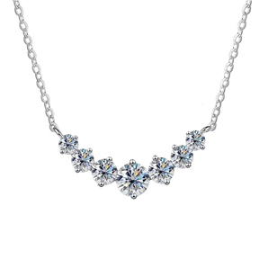 Elegant Moissanite Necklace in 925 Sterling Silver with 18k White Gold Plating