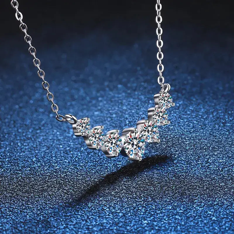 Delicate Moissanite Necklace in 925 Silver with 18k White Gold and NGSTC Certification