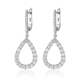 Teardrop-shaped Moissanite Pendant Earrings Drop featuring sparkling elegance and hinged closures