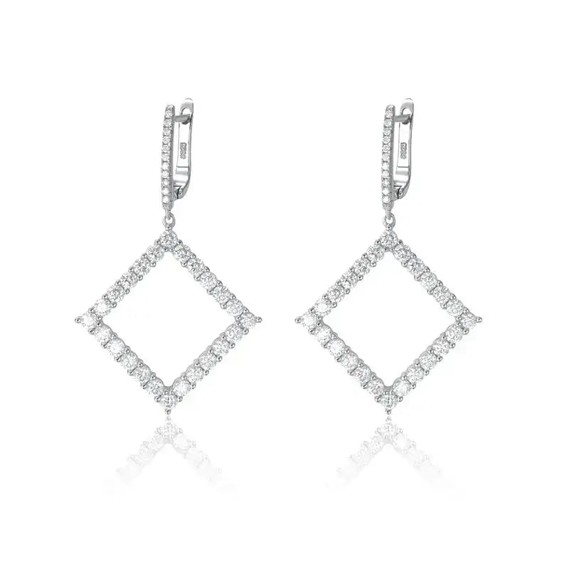 Diamond-encrusted square-shaped dangle earrings for sparkling elegance and style