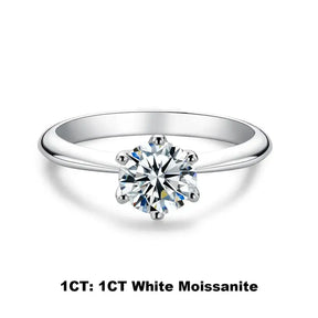 Moissanite engagement ring with round brilliant stone in sterling silver gold plated setting