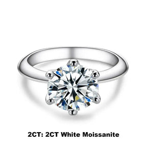 Moissanite engagement ring with round brilliant-cut stone in 925 sterling silver gold setting