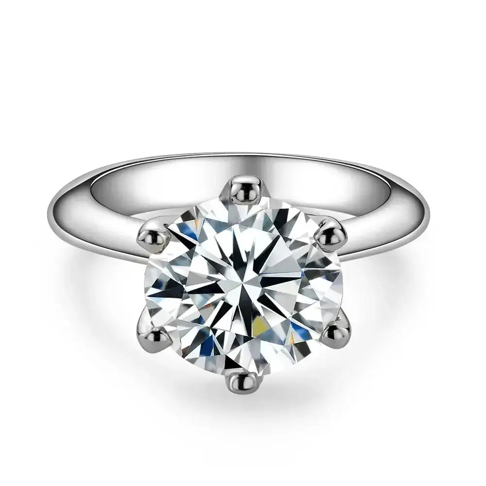 Moissanite engagement ring in 925 sterling silver gold plated with round brilliant cut stone