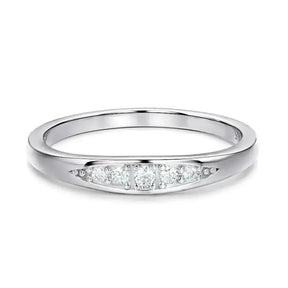 Silver ring with five diamonds in a curved channel from Moissanite Rings for Women