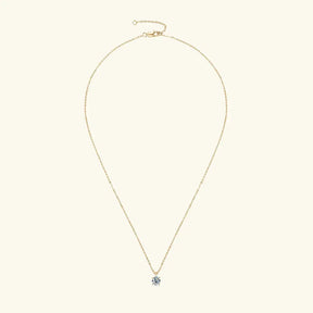 Delicate gold chain with moissanite solitaire drop pendant necklace, elegant and refined