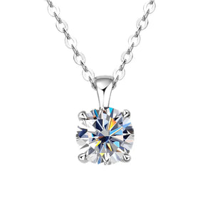 Moissanite Solitaire Drop Necklace with a elegant diamond solitaire pendant on silver chain