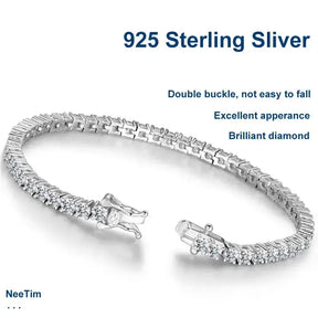 Moissanite Tennis Bracelet featuring 4mm stones in luxurious 925 Sterling Silver Elegance