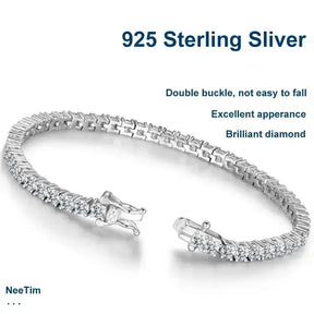 Sterling Silver Elegance Moissanite Tennis Bracelet with 4mm diamond-like stones