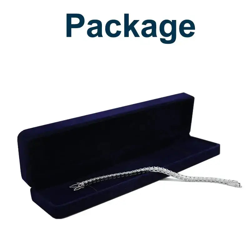 Sparkling Moissanite Tennis Bracelet in a luxurious dark blue velvet jewelry box