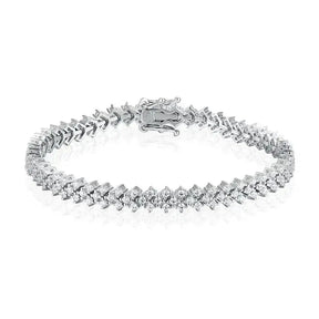 Elegant Moissanite Tennis Bracelet in S925 Silver with VVS1 Clarity Chevron Pattern