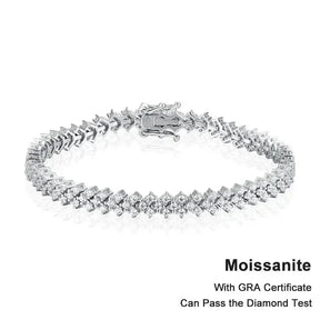 Delicate Moissanite Tennis Bracelet in S925 Silver with Chevron Pattern of Small Gemstones