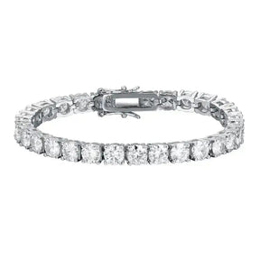 Moissanite Tennis Bracelet featuring round brilliant cut stones in white gold elegance