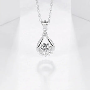 Pear Shape 0.5 Carat Lab Grown Diamond Pendant in Sunflower Design with teardrop setting