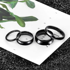 Polished Black Titanium Ring – Minimalist Wedding Band - Rings-Titanium 08