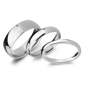 Polished Silver Titanium Ring – Minimalist Wedding Band - Rings-Titanium 07