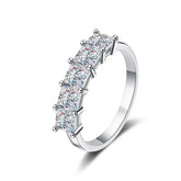 Silver Princess Cut Moissanite Wedding Band featuring five square-cut diamonds in S925 Silver