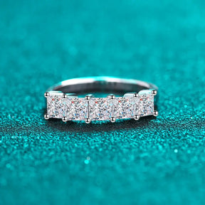 Princess Cut Moissanite Wedding Band featuring five princess-cut stones in S925 Silver