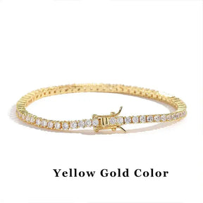 Yellow gold tennis bracelet with diamonds, Moissanite Diamante 2mm from Telles Jewelry