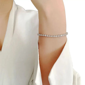 Delicate Real D Color Moissanite Tennis Bracelet in Elegant S925 Sterling Silver on wrist