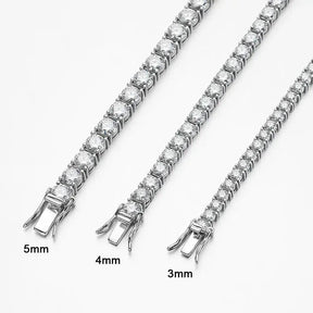 Elegant S925 Sterling silver Moissanite tennis bracelet in three widths for versatile styling