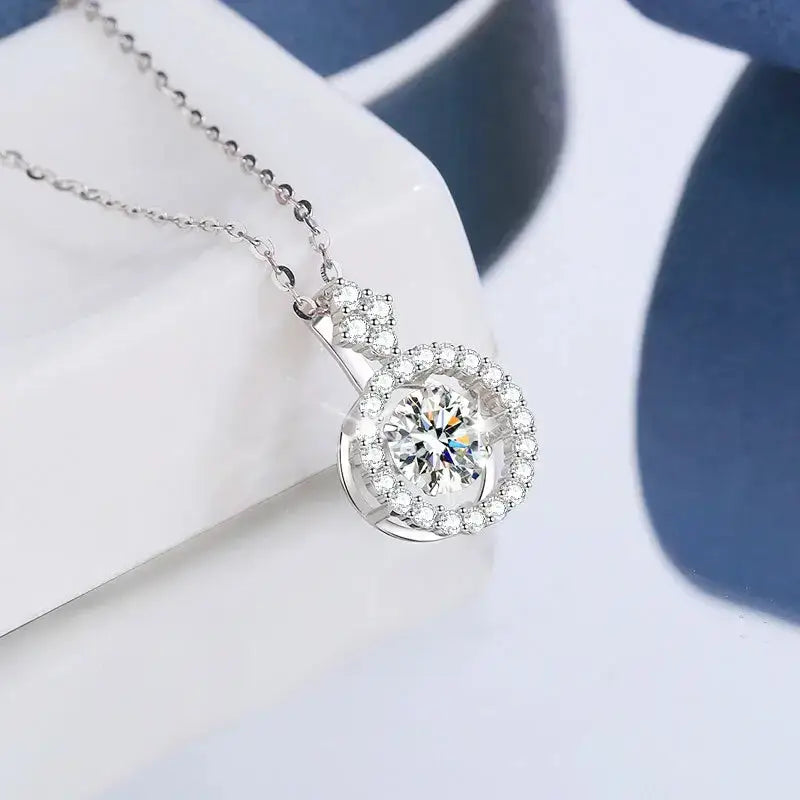 Elegant diamond pendant necklace featuring central gemstone in Real Moissanite Jewelry Set