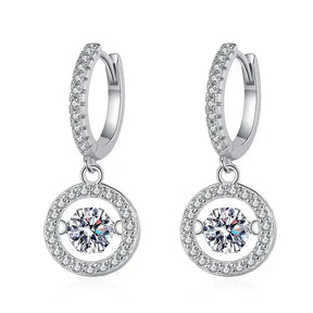 Pair of sparkling diamond drop earrings from the Real Moissanite Jewelry Set