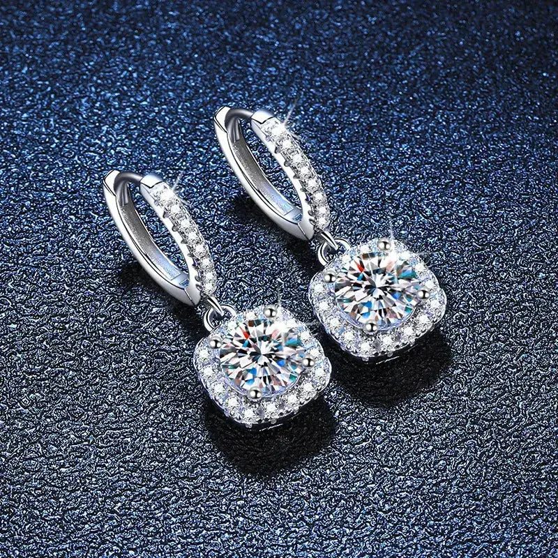 Sparkling diamond drop earrings in Real Moissanite Jewelry Sets with carat moissanite size