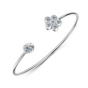 Delicate silver diamond cuff bangle featuring lab grown diamond and crystal accents