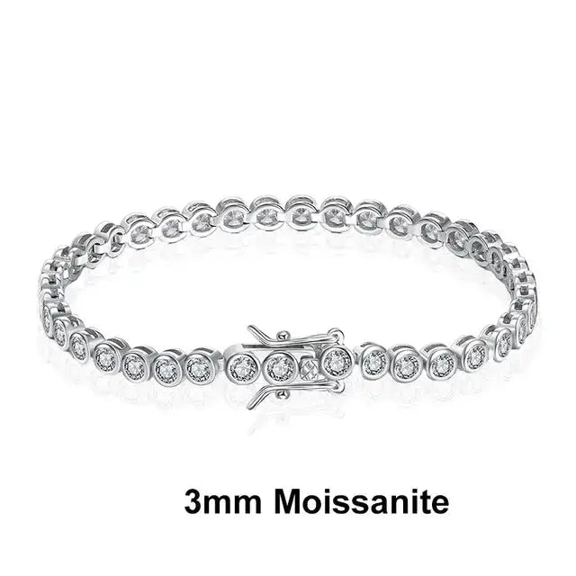 Silver round Moissanite diamond tennis bracelet in 925 Sterling Silver with 18K Gold Plating