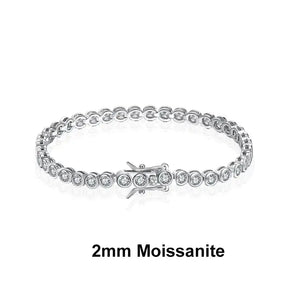 Silver Round Moissanite Diamond Tennis Bracelet in 925 Sterling Silver with 18K Gold Plating