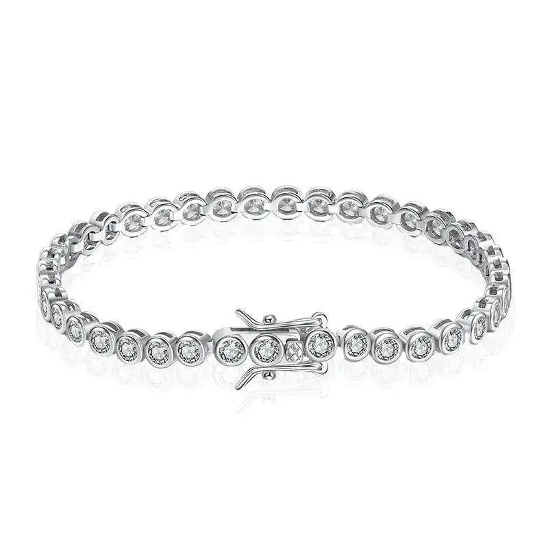 Round Moissanite Diamond Tennis Bracelet in 925 Sterling Silver with 18K Gold Plating