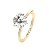 Gold solitaire engagement ring featuring a round brilliant-cut diamond in S925 Sterling Silver