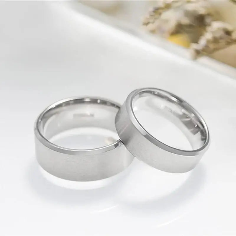 Silver Color Titanium Ring – Durable & Sleek Wedding Band - Rings-Titanium 09