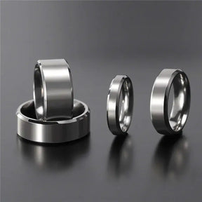 Silver Color Titanium Ring – Durable & Sleek Wedding Band - Rings-Titanium 09