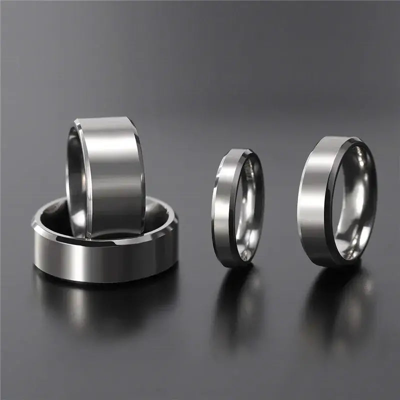 Silver Color Titanium Ring – Durable & Sleek Wedding Band - Rings-Titanium 09