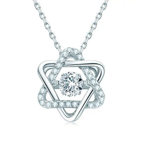 Silver pendant necklace featuring a Six-Manifold Star design with a lab grown diamond