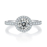 Sparkling 925 Sterling Silver Classic Ring featuring Moissanite Diamond halo design