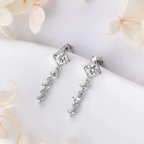 Pair of Square Moissanite Drop Earrings featuring hypoallergenic design and elegant style