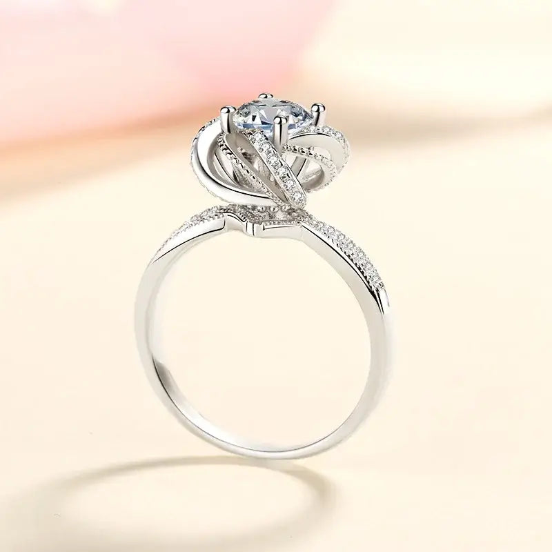 Sterling Silver Ring – Elegant Diamond Wedding Band - Rings-Moissanite 52