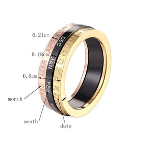 Titanium Ring with Rotating Date Feature - Rings-Titanium 02