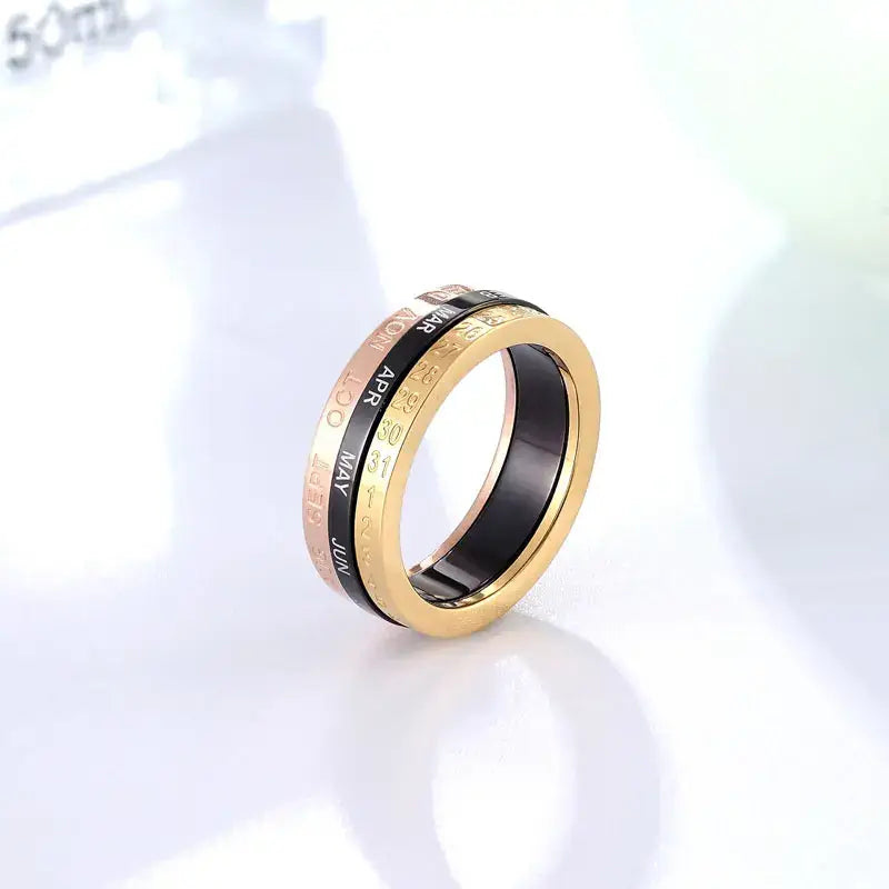 Titanium Ring with Rotating Date Feature - Rings-Titanium 02