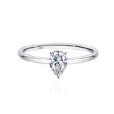 Pear-shaped Moissanite diamond solitaire ring in sterling silver, ideal anniversary gift