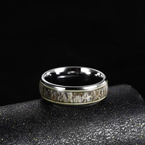 Tungsten Carbide Ring with Antler Inlay – Durable Style - Rings-Tungsten 15