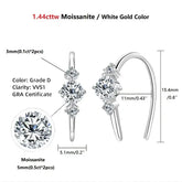 Pair of U Shaped 3 Stone Moissanite Earrings in White Gold with Elegant Design