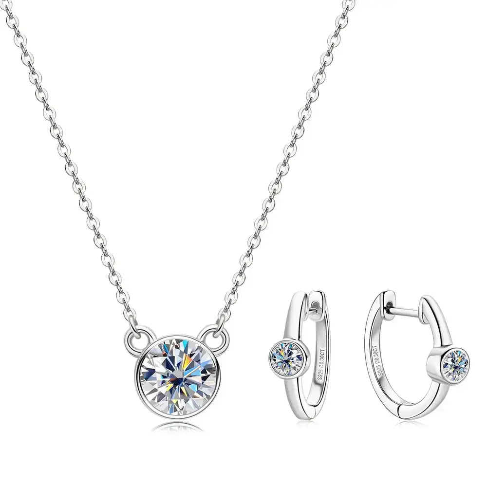 White Gold Plated Jewelry Set with Real Silver 925 and Moissanite Diamond Accents